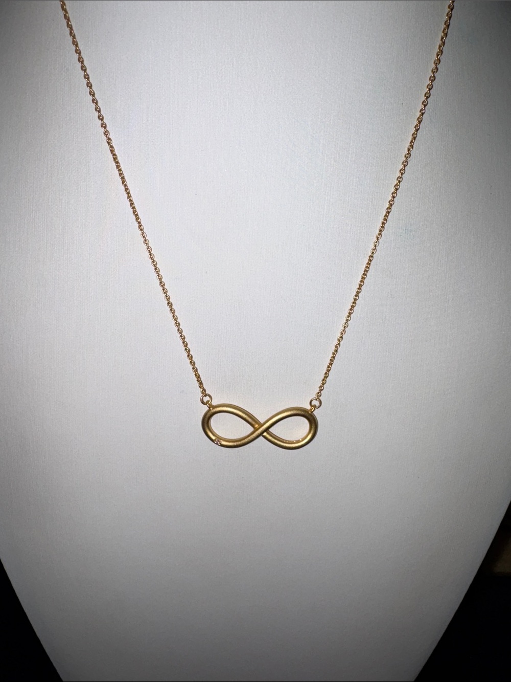 Ellen Poe Matte Gold Infiniti necklace with rhinestone - Picture 2 of 6